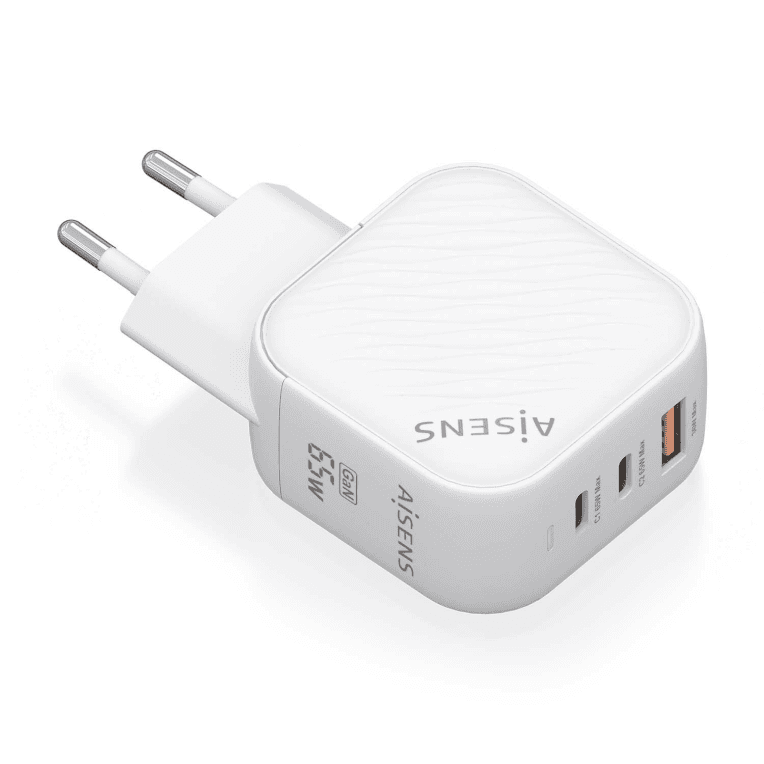 Cargador Aisens GAN 65W 2xUSB-C PD3.0 QC4.0 1xUSB-A QC3.0 Blanco — imagen 1
