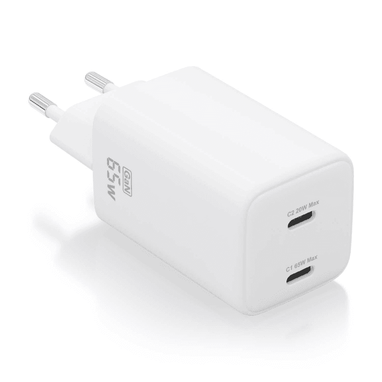 Cargador Aisens GaN 65W 2xUSB-C PD3.0 QC4.0 Blanco — imagen 1