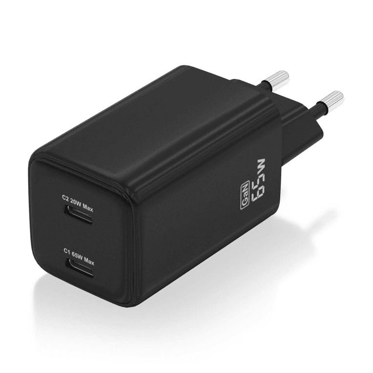 CARGADOR AISENS GaN 65W 2xUSB-C PD3.0 QC4.0 NEGRO 2 — imagen 1
