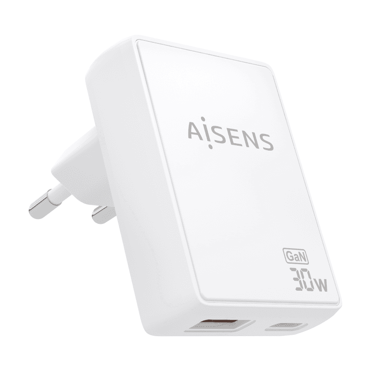 Cargador Aisens Gan Pared 30W USB-C PD3.0 QC4.0 USB-A QC3.0 Blanco — imagen 1