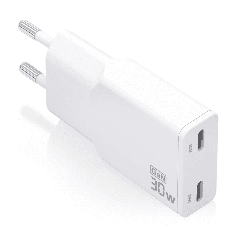 Cargador Aisens Gan Ultra Delgado 30W 2xUSB-C PD3.0 QC4.0 Blanco — imagen 1