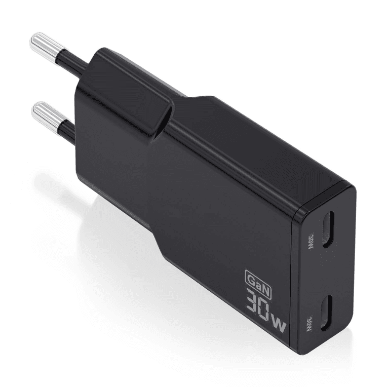 Cargador Aisens Gan Ultra Delgado 30W 2xUSB-C PD3.0 QC4.0 Negro — imagen 1