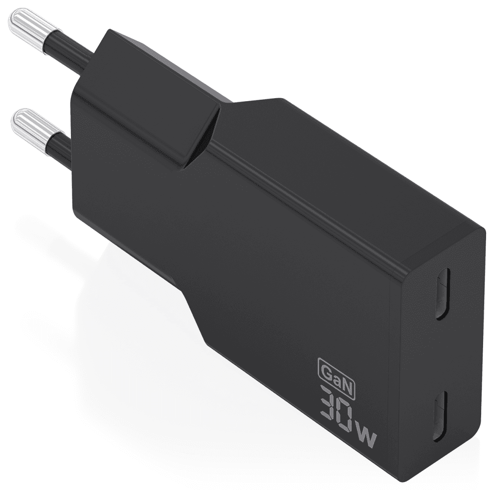 CARGADOR AISENS ULTRA DELGADO GaN 30W 2xUSB-C PD3.0 NEGRO — imagen 1