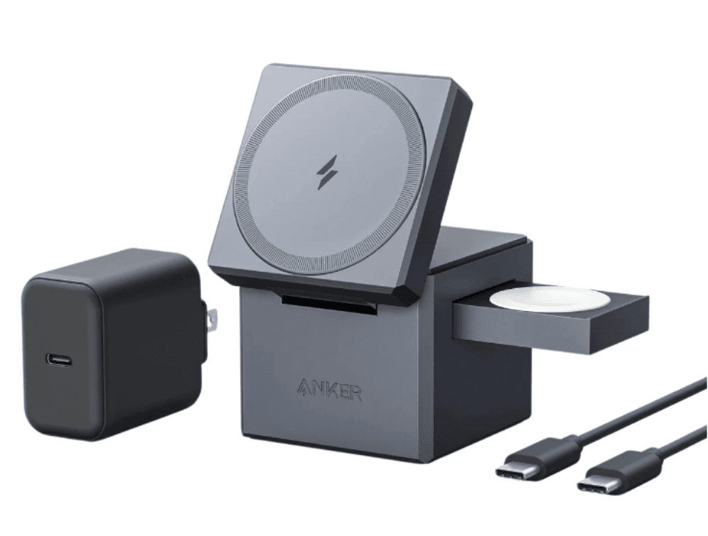 Cargador Anker Y1811G11 3 en 1 con MagSafe Cubo Gris — imagen 1