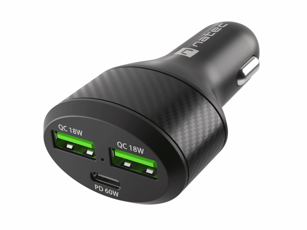Cargador Coche Natec Coney 2xUsb 1xUsb-C Qc3.0 Pd 3.0 84W Negro — imagen 1