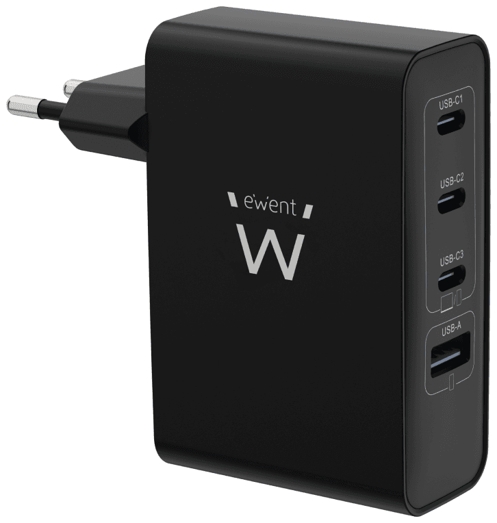 CARGADOR EWENT EW1336 GAN FAST 100W 4 USB-C+USB-A QC — imagen 1