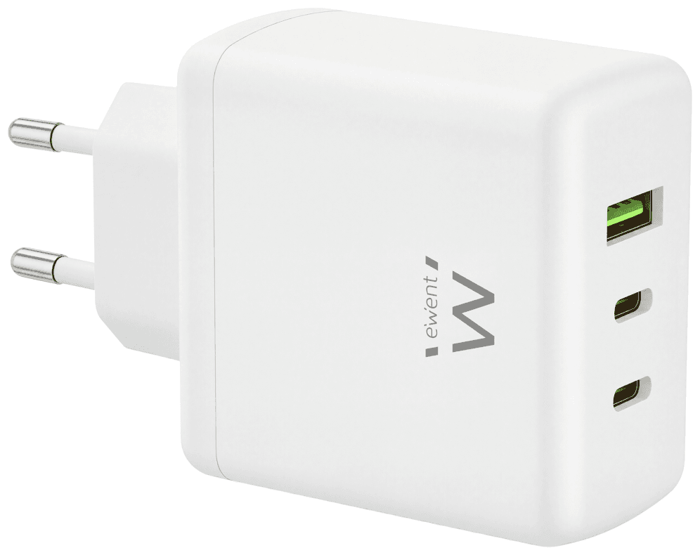 CARGADOR MOVIL EWENT EW1333 GAN RAPIDO 65W 2XUSB-C PD USB-A QC — imagen 1