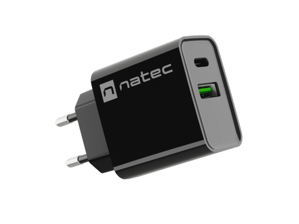 Cargador Natec NUC-2062 Ribera 20W 1xUSB-A + 1xUSB-C PD3.0 QC3.0 Negro — imagen 1
