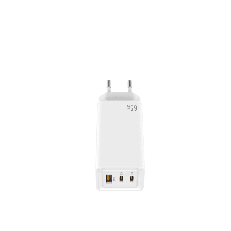 Cargador para portátil o Inversor Leotec LECSPH65W3W 65W GaN Carga Rápida 2 USB Tipo-C PD 1 USB-A Blanco