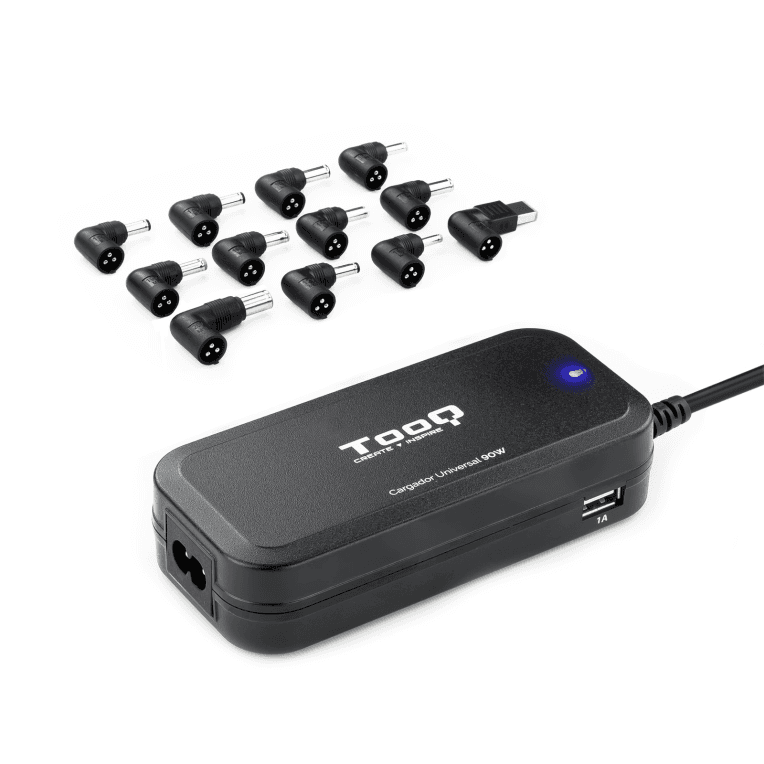 Cargador para portátil o Inversor Tooq TQLC-90BS02AT Automático Universal 90W 2xUSB 12 Conectores