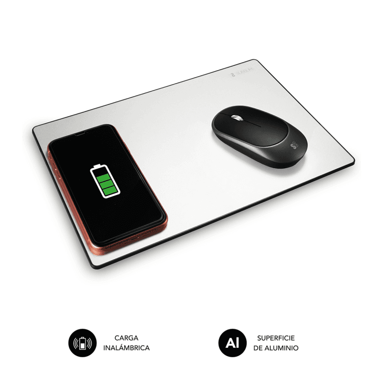 Cargador Subblim Mousepad Wireless Charger Aluminum Silver 10W — imagen 1