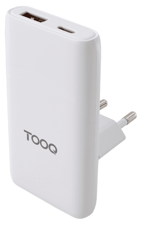 Cargador Tooq Pared Gan Usb-C/Pd+Usb-A/Qc 65W Blanco — imagen 1