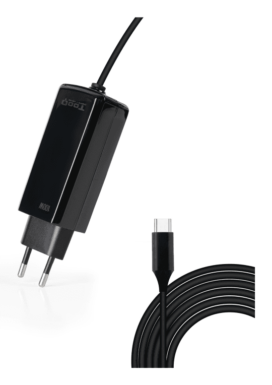 Cargador Tooq Portatil Gan USB-C PD 100W Cubico Negro — imagen 1