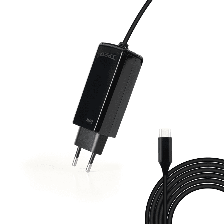 Cargador Tooq Portatil Gan USB-C PD 65W Cubico Negro — imagen 1
