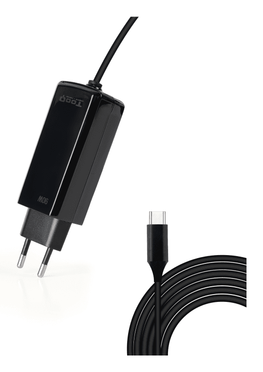 Cargador Tooq Portatil Gan USB-C PD 90W Cubico Negro — imagen 1
