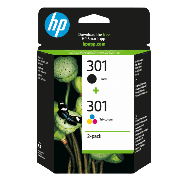 Cartucho de Tinta Silla HP 301 Pack Ahorro Negro Tricolor — imagen 1