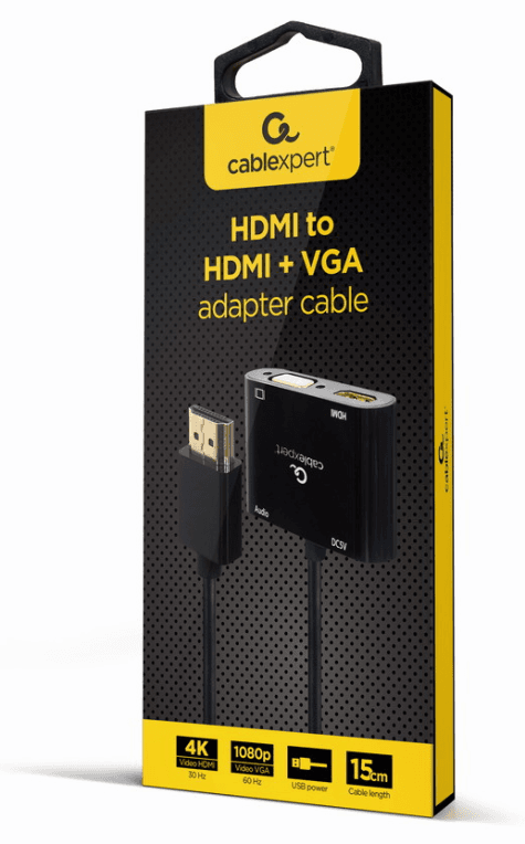 Conversor Gembird HDMI Macho a HDMI Hembra y VGA Hembra con jack de audio — imagen 1