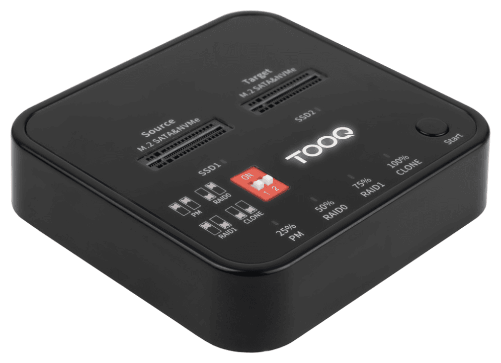 DOCK TOOQ TQDS-201B 2xM.2 NVMe USB-C 3.2 GEN2 CLONE NEGRO — imagen 1