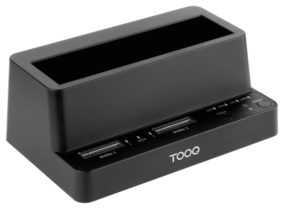 DOCK TOOQ TQDS-502B 2xM.2+1xSATA 2,5/3,5 USB 3.2 CLONE NEGRO — imagen 1