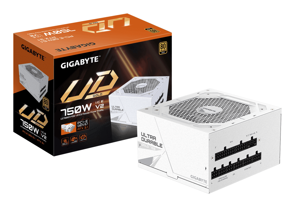 Fuente Gigabyte GP-UD750GM PG5 ICE 750W 80+ Gold Full Modular Blanca — imagen 1
