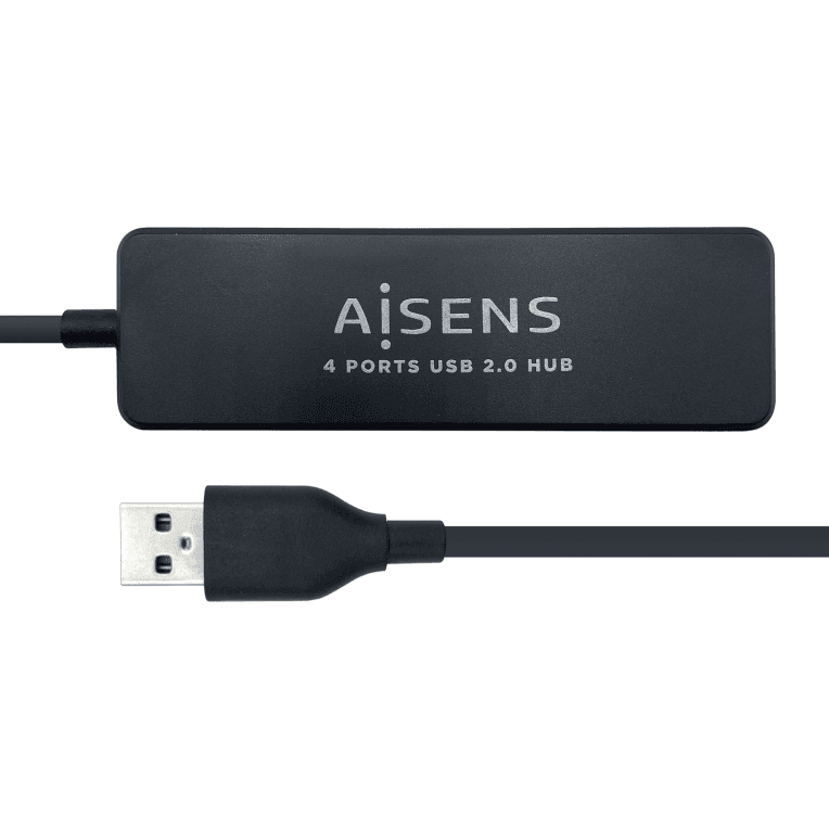 Hub Aisens USB 2.0 Tipo A M-4xTipo A H Negro 30cm — imagen 1