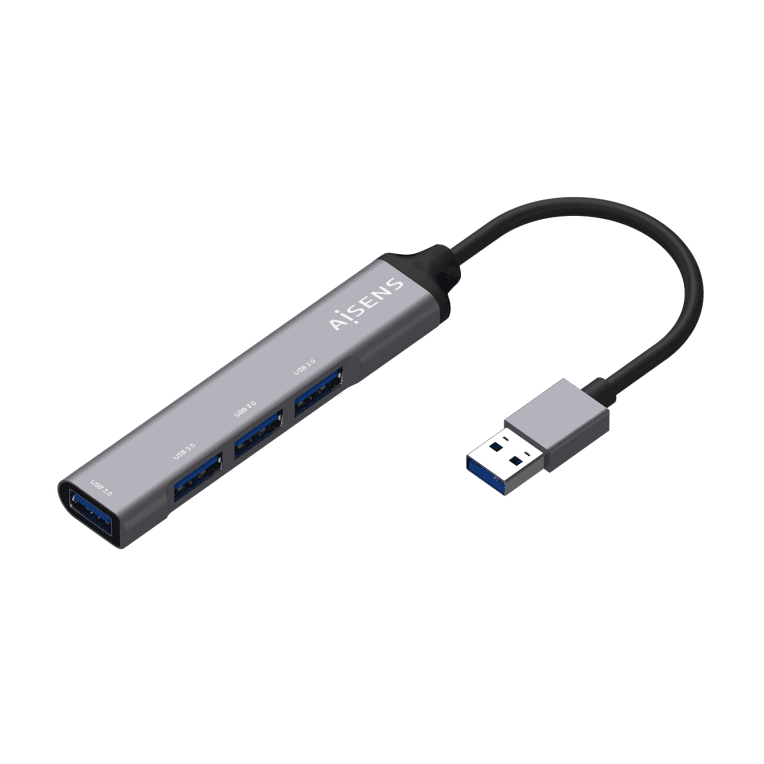 Hub Aisens USB 3.0 Aluminio Tipo A M-4xTipo A H 10cm Gris — imagen 1