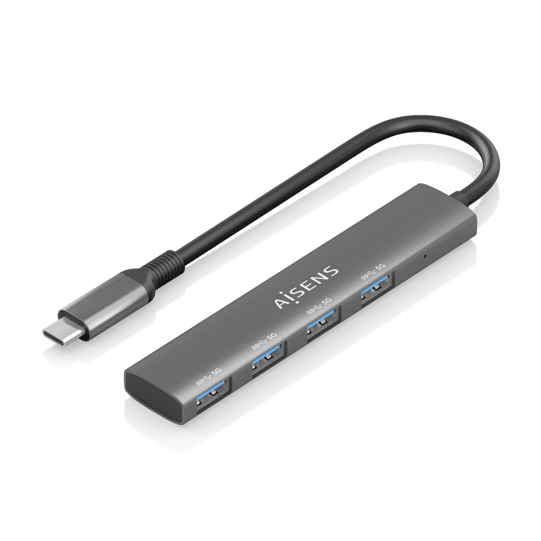 HUB AISENS USB 3.1 USB-C USB-C/M-4XTIPO A/H GRIS 15CM — imagen 1