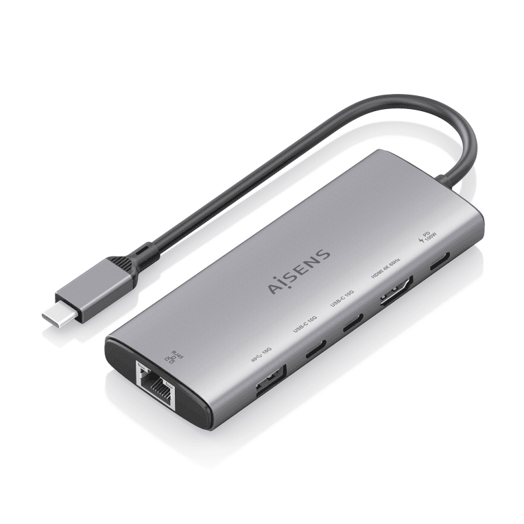 Hub Aisens USB-C 6 en 1 HDMI RJ45 USB-A 10G 2xUSB-C 10G USB-C PD 20cm — imagen 1