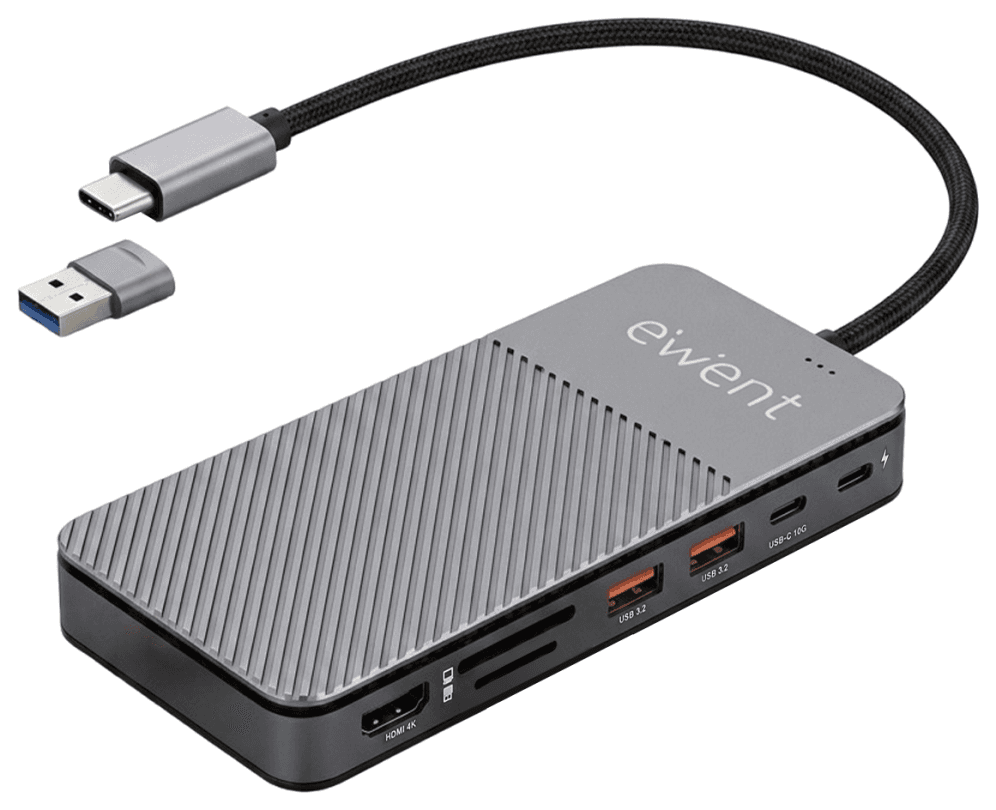 HUB EWENT EW1156 USB-C 8EN1 + CARCASA SSD M.2 NVMe 10GBPS — imagen 1