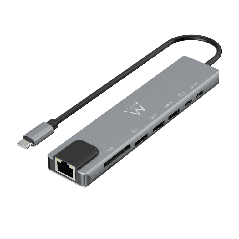 HUB EWENT USB 3.2 GEN1 USB-C DOCK 8-1 HDMI 4K 2XUSB-C 2XUSB-A LAN CARD READER — imagen 1