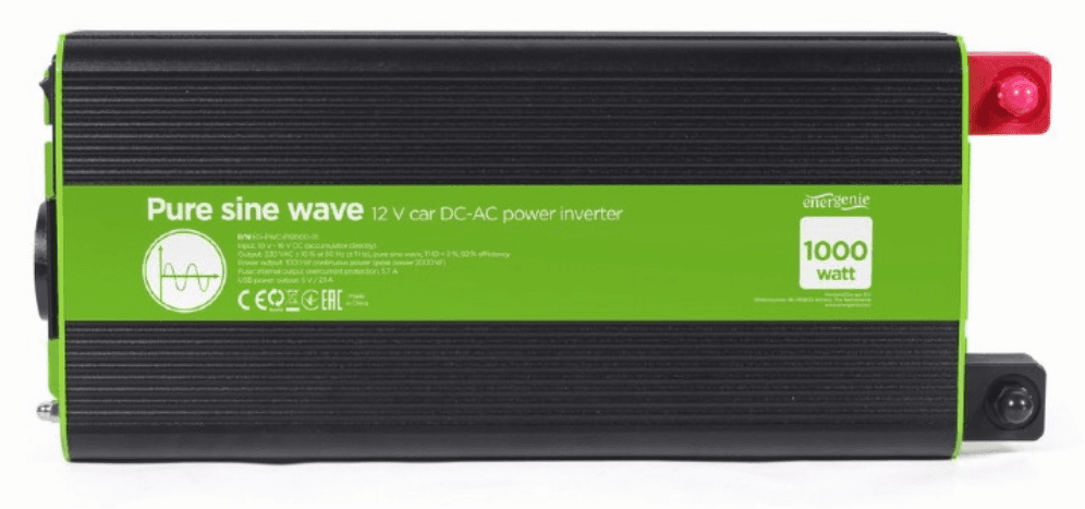 INVERSOR CORRIENTE DC-AC GEMBIRD COCHE DE ONDA SINUSOIDAL PURA DE 12 V 1000 W — imagen 1
