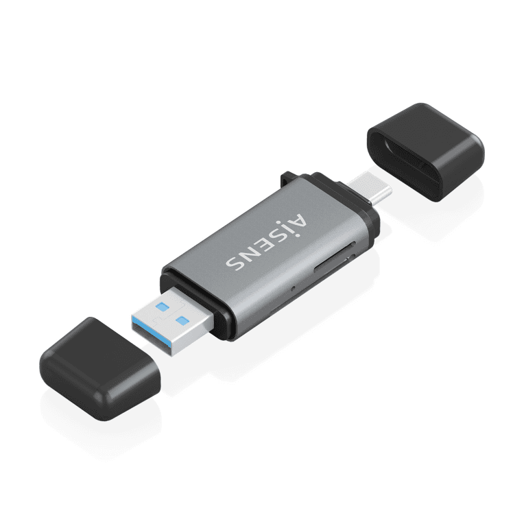 Lector de Tarjetas Aisens SD Micro SD MMC RS-MMC MMC Micro USB-A USB-C Gris — imagen 1