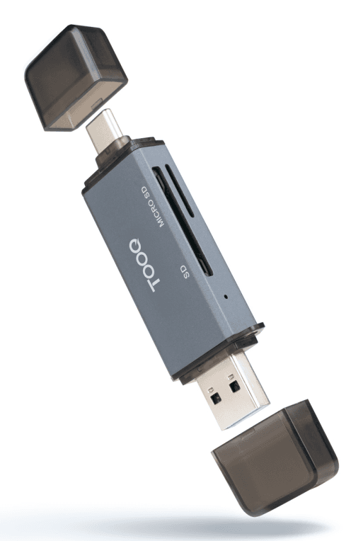 Lector de Tarjetas Tooq USB 3.0 (USB-C+USB-A) SD/TF Gris
