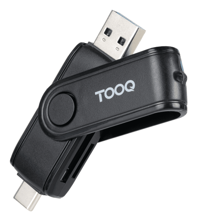 Lector de Tarjetas Tooq USB-C 2.0+USB-A 3.0 SD/TF Negro