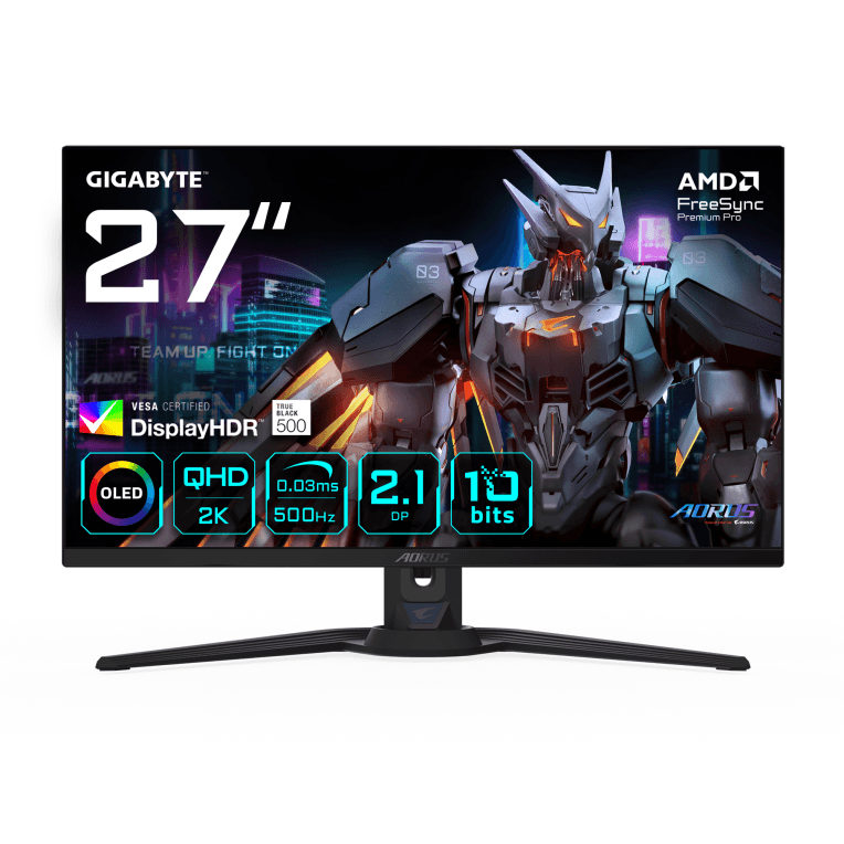 Monitor Gigabyte G27QQ5P 27" 2560x1440 Qhd500Hz Oled Kvm G-Sync Freesync — imagen 1