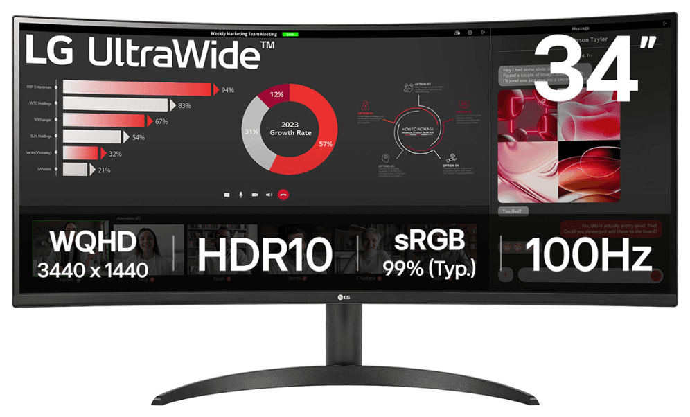 Monitor LG 34" 34WR50QK-B UltraWide Quad HD 5ms — imagen 1