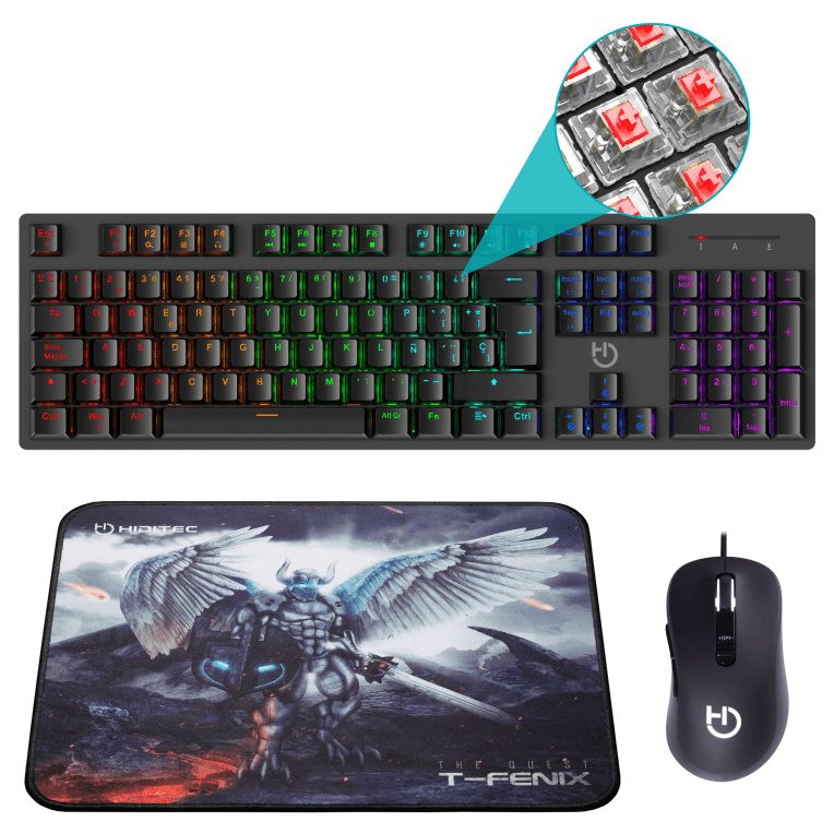 Pack Hiditec Teclado Gaming Gk400+Raton Blitz + Alfombrilla T-Fenix M — imagen 1
