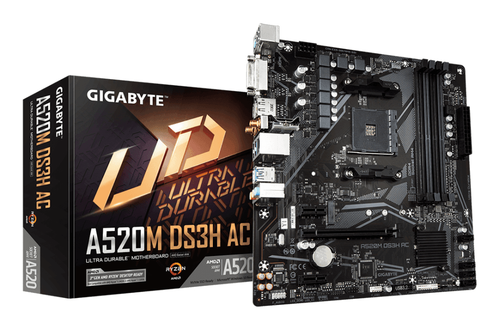 PLACA BASE GIGABYTE A520M DS3H AC 1.4 AM4 MATX 4X DDR40765441766433 — imagen 1