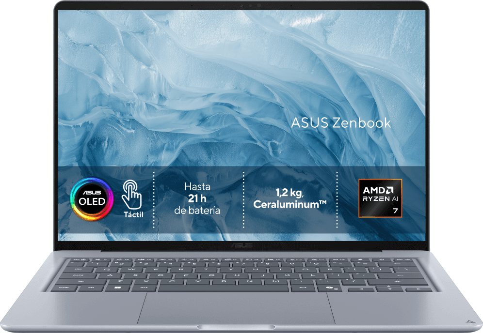 PORTATIL ASUS ZENBOOK 14 UX3480KA-U2218W R7 345 IA 16GB 512GB 14"OLED W11H BLUE noAC — imagen 1