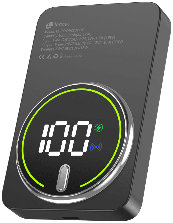 Power Bank Leotec inalámbrico 20W 10000mAh Negro — imagen 1