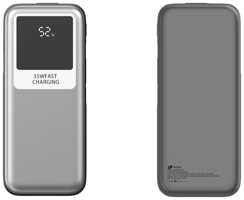 Power Bank Leotec inalámbrico 35W 10000mAh Negro-Gris — imagen 1