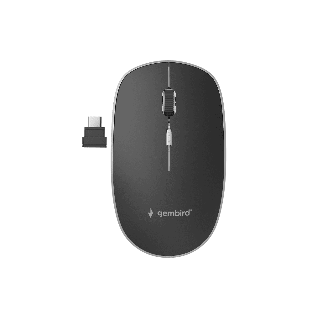 Ratón Gembird Óptico 1600 DPI Negro Receptor USB-C RF Inalámbrico Pilas — imagen 1