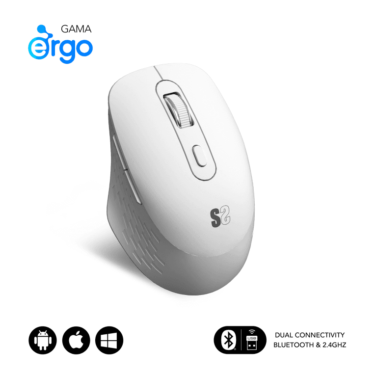 Ratón Subblim Curve Ergo Dual Blanco Bluetooth Batería Recargable — imagen 1