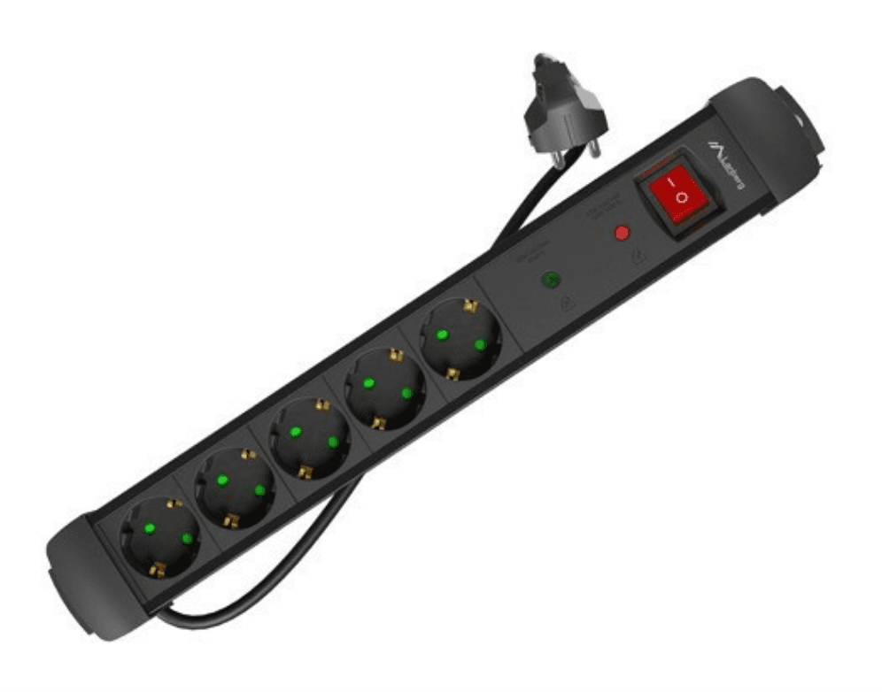 Regleta Lanberg SP1 5 Tomas Schuko Proteccion Hasta 2500W Negra 3M — imagen 1