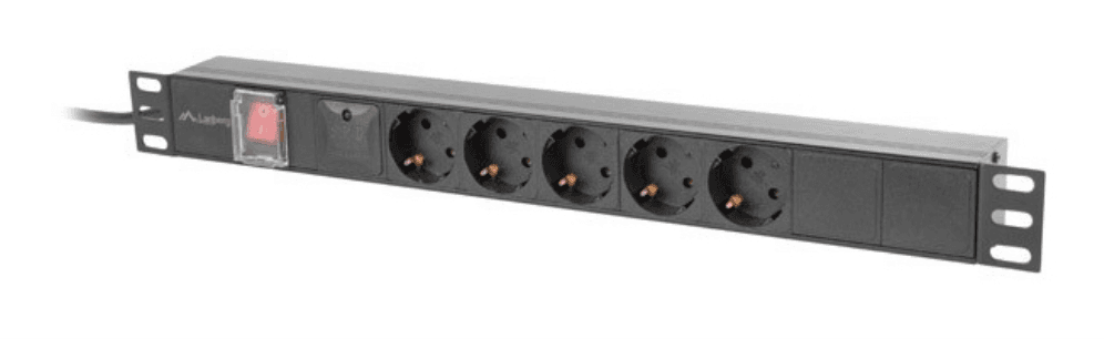 Regleta Rack Lanberg 1U 16A 5x SOCKET SCHUKO 2M Negro — imagen 1