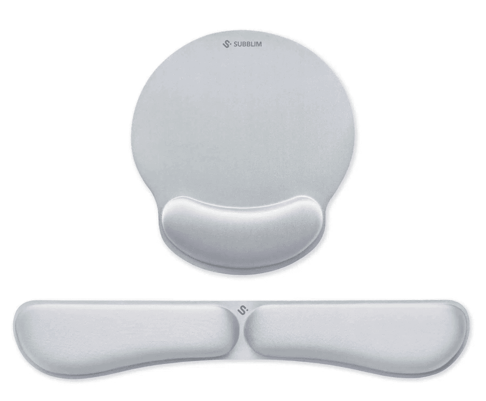 Reposamuñecas para Teclado y ratón Subblim Ergo MemoryFlex Plata — imagen 1