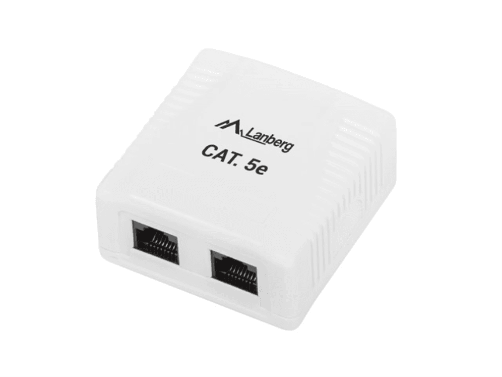 ROSETA DE SUPERFICIE LANBERG CAT.5E UTP 2X TOMA RJ45 BLANCO — imagen 1