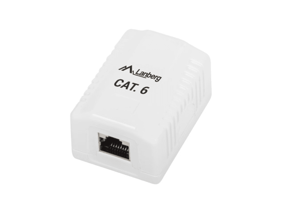 ROSETA DE SUPERFICIE LANBERG CAT.6 FTP 1X TOMA RJ45 BLANCO — imagen 1