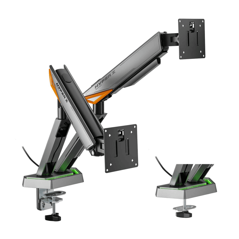 Soporte Aisens DT38TSRRGB-349 RGB Gaming Contrapeso Mesa Monitor 3 Piv 2 Brazos 17-38 Pulgadas — imagen 1