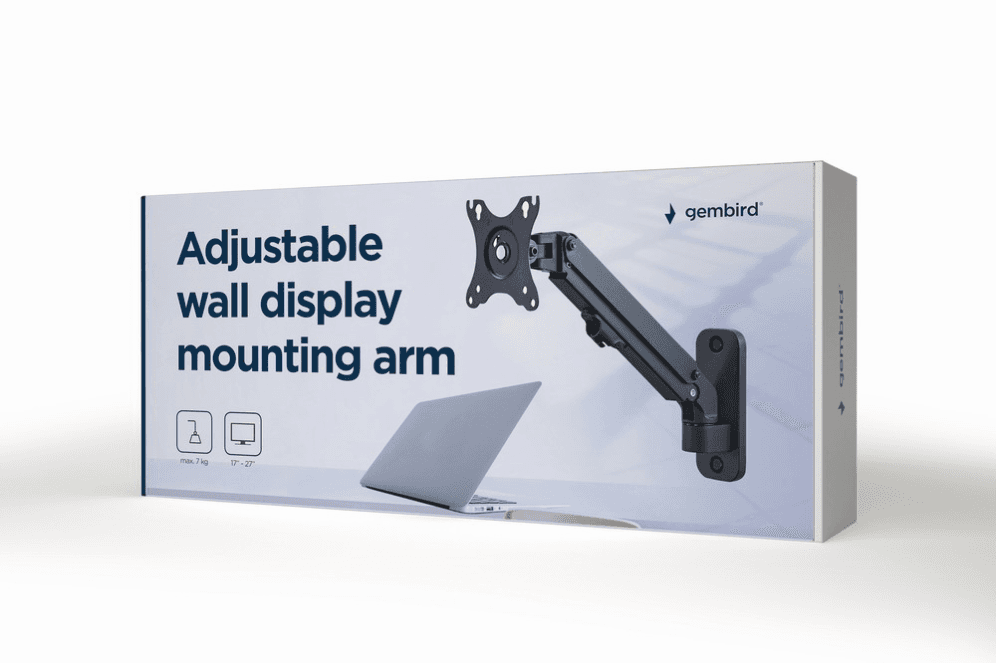 Soporte Gembird MA-WA1-01 Ajustable Brazo Pared Monitor Hasta 27'' 7 Kg — imagen 1